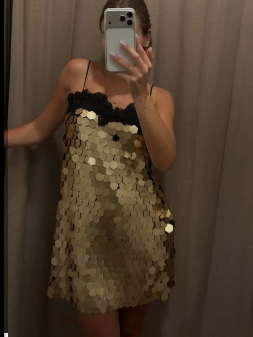 Zara  SEQUIN MINI DRESS GOLD SIZE S - Picture 12 of 12